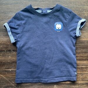 Obaïbi (French Brand) cotton Navy Blue short sleeves T-Shirt 9 months Baby Tiger